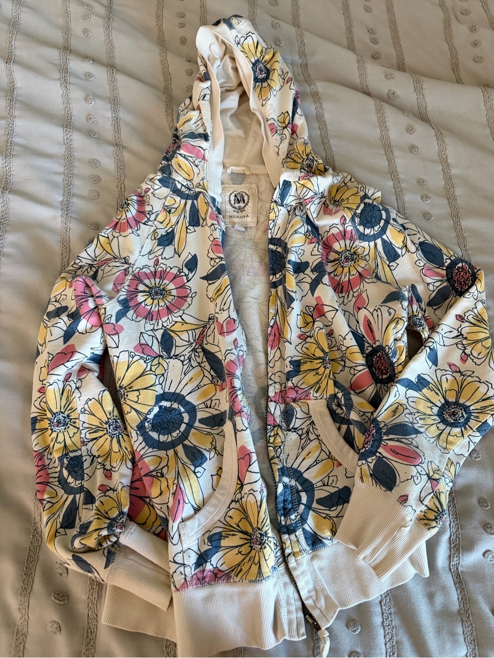 Merona Floral Hoodie Jacket in Yellow, Navy & Pink